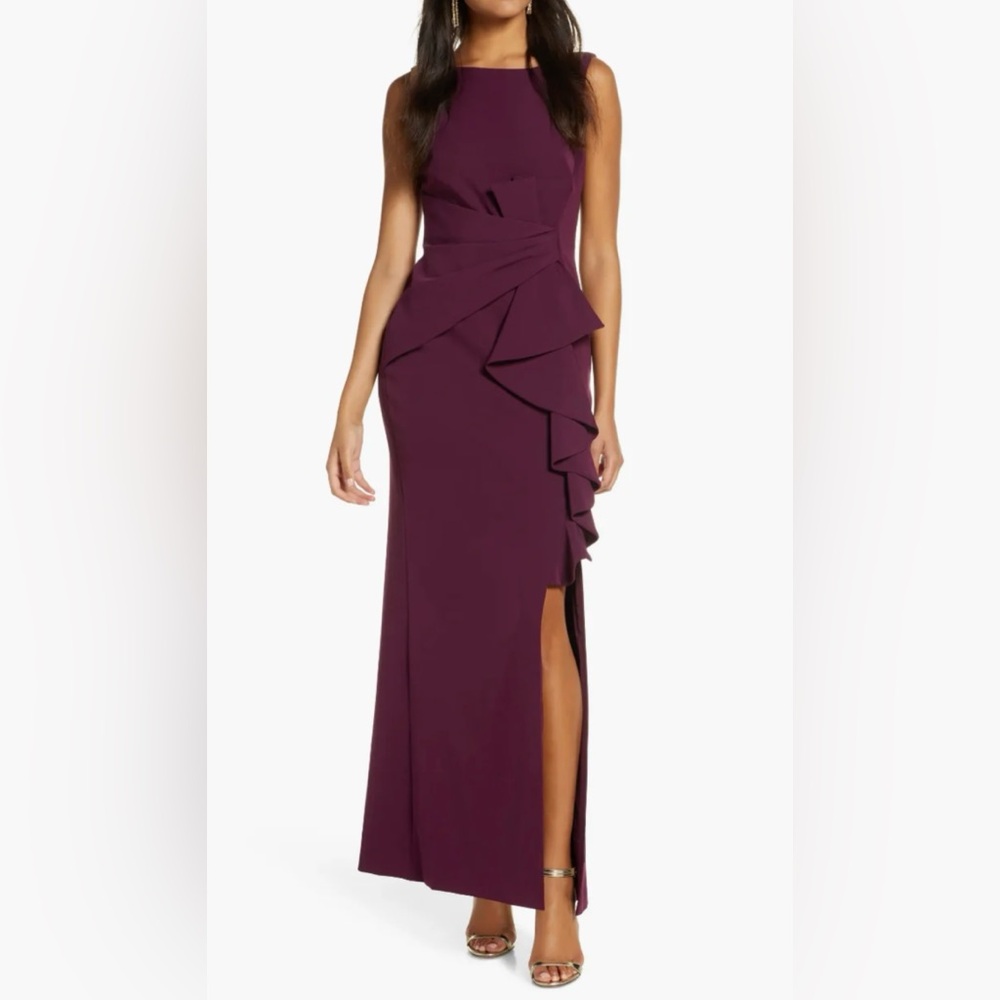 Eliza J Sleeveless Cascading Ruffle Gown Size 8